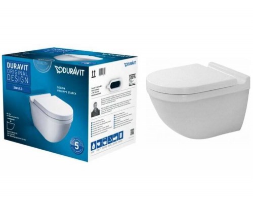 Унитаз подвесной, Duravit, Starck 3, шгв 400-560-390, цвет-белый