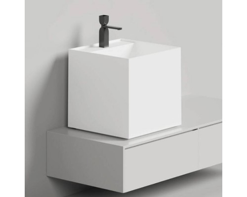 Раковина, Salini, Armonia Square Top, шгв 450-450-450, отверстия для смесителя-1, цвет-белый матовый