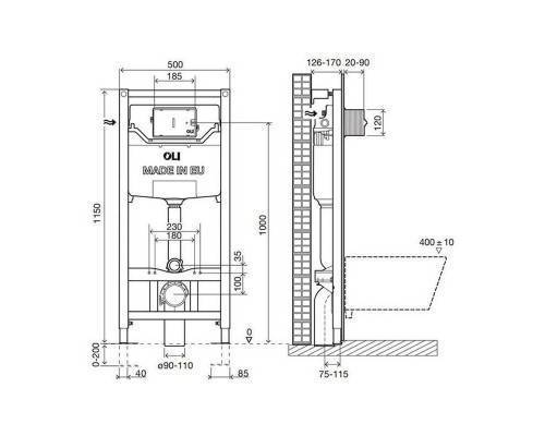 Модуль OLI 120 ECO 879235/879593 Sanitarblock пневматика для подвесного унитаза с креплением Модуль OLI 120 ECO 879235/879593 Sanitarblock пневматика для подвесного унитаза с креплением