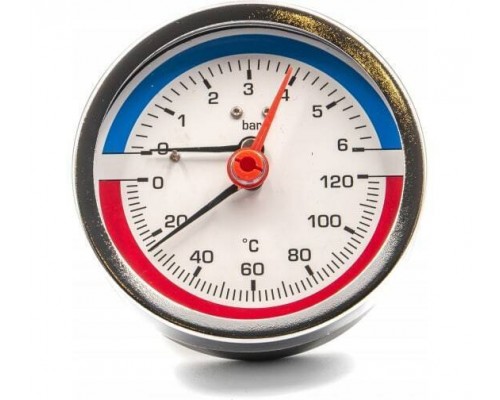 Термоманометр, аксиальный, D80, 1/2 Н, 6 bar (0,6 МПа), от 0°C до 120°C Термоманометр, аксиальный, D80, 1/2 Н, 6 bar (0,6 МПа), от 0°C до 120°C