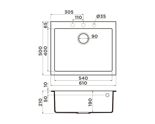 Omoikiri Bosen 61-WH Кухонная мойка Tetogranit 61x50 см, цвет: белый 4991212