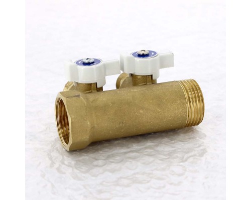 Коллектор НВ 1" с кранами UNI-FITT 2 выхода 1/2"Н 40мм Коллектор НВ 1" с кранами UNI-FITT 2 выхода 1/2"Н 40мм