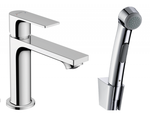 Смеситель для раковины, Hansgrohe, Rebris E, с гигиеническим душем, цвет-хром