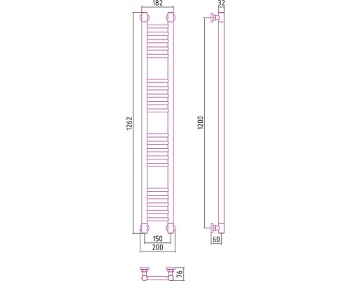 Сунержа Богема Полотенцесушитель водяной 15x120h, цвет: без покрытия 00-0220-1215 Сунержа Богема Полотенцесушитель водяной 15x120h, цвет: без покрытия 00-0220-1215