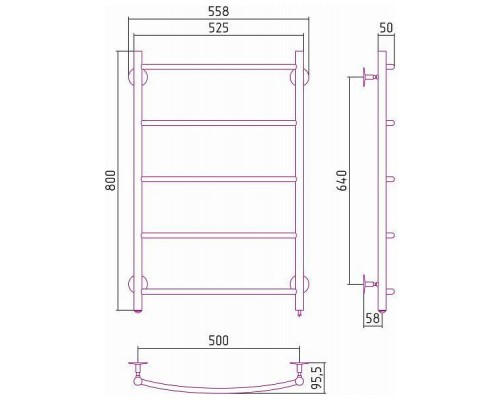 Стилье Формат 40 Полотенцесушитель электрический 50x80h, цвет без покрытия 00540-8050