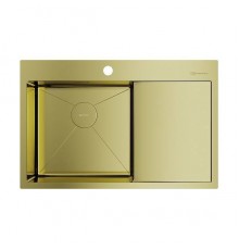 Omoikiri Akisame 78-LG-L Кухонная мойка, нерж. сталь, 78x51 см цвет: светлое золото 4973085