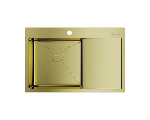 Omoikiri Akisame 78-LG-L Кухонная мойка, нерж. сталь, 78x51 см цвет: светлое золото 4973085