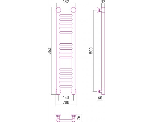 Сунержа Богема Полотенцесушитель водяной 15x80h, цвет: без покрытия 00-0220-8015 Сунержа Богема Полотенцесушитель водяной 15x80h, цвет: без покрытия 00-0220-8015