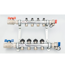 Коллектор, 1, HKV 5, выход-3/4 ЕК, PN, бар-10, T°C  95, с шаровыми кранами и запорно-регулирующими вентилями, нержавеющая сталь