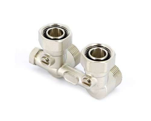 Узел радиаторный со встроенными кранами НВ UNI-FITT угловой 3/4"EK х 3/4"EK с байпасом Узел радиаторный со встроенными кранами НВ UNI-FITT угловой 3/4"EK х 3/4"EK с байпасом