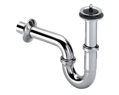 Сифон трубный c горизонтальным отводом и пробкой хромированный VIEGA