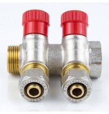 Коллектор лат клап рег красн 3/4" м/р 2в Дн16 обжим мп 35мм Aquasfera 7018-01