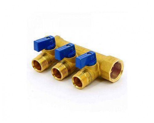 Коллектор лат шар/к син 3/4" м/р 3в 1/2" н/р 35мм Aquasfera 9025-02