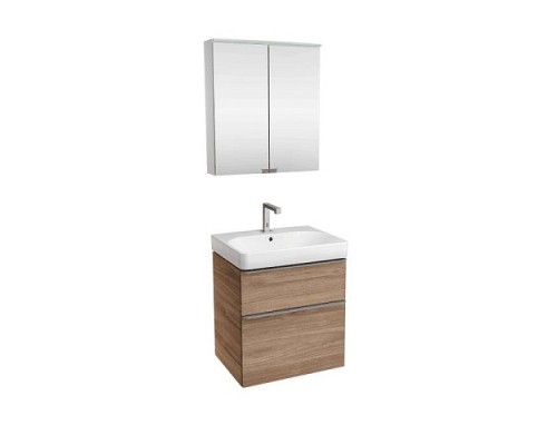 Умывальник c тумб Sm Square 60 1/отв +зеркало-шкаф пекан Geberit 529.352.JR.6