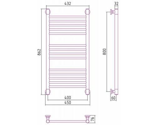 Сунержа Богема Полотенцесушитель водяной 40x80h, цвет: матовый черный 31-0220-8040 Сунержа Богема Полотенцесушитель водяной 40x80h, цвет: матовый черный 31-0220-8040