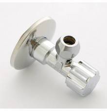 Вентиль Н-обжим Uni-Fitt 1/2" х 10 мм (3/8") для подключения бачков / смесителей, хромированный, рукоятка пластик