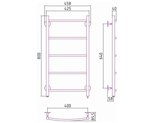 Стилье Формат 40 Полотенцесушитель электрический 40x80h, цвет без покрытия 00540-8040