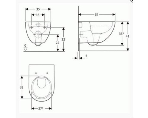 Унитаз подвесной Geberit Acanto безободковый Rimfree®, 4,5/6 л, вкл. скрытое крепл., 51х35 см