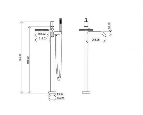 Boheme Stick Смеситель для ванны с душем напольный, цвет: black 129-BB.2