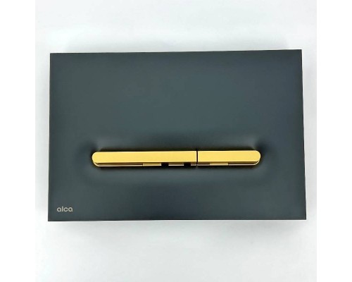 Кнопка смыва Alcaplast Linka, чёрный матовый/золото матовый