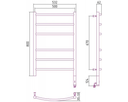 Сунержа Галант МЭМ Полотенцесушитель электрический 50x80h, прав., цвет: мат. черный 31-5401-8050