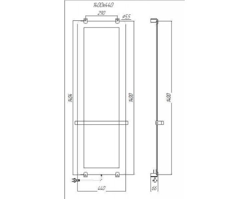 Allen Brau Infinity Полотенцесушитель электрический 140x44 см, с рейлингом и креплением 00288921