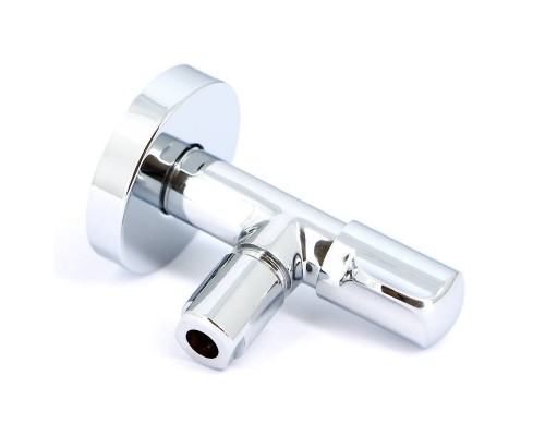 Вентиль Н-обжим Uni-Fitt 1/2" х 10 мм (3/8") LUX, для подключения бачков / смесителей, хромированный, рукоятка металл