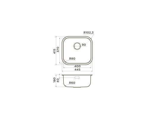 Omoikiri Omi 44-U/I-LG Кухонная мойка нерж. сталь 44,5x41,5 см, цвет: светлое золото 4993268