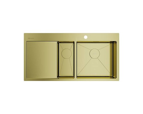 Omoikiri Akisame 100-2-R-LG Кухонная мойка нерж. сталь 100x51 см, цвет: светлое золото 4973090