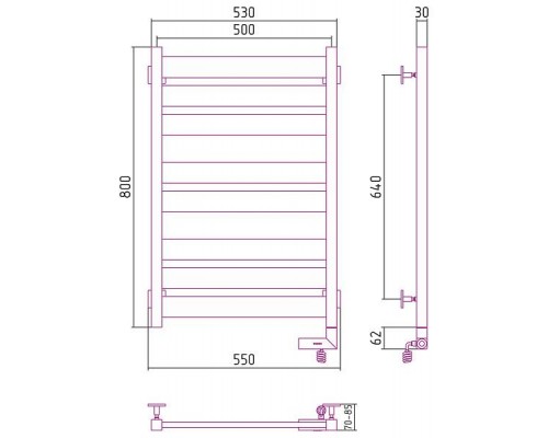 Сунержа Центурион 2.0 Полотенцесушитель электр. 50x80h, прав., цвет: сигнальный белый 9003-5603-8050 Сунержа Центурион 2.0 Полотенцесушитель электр. 50x80h, прав., цвет: сигнальный белый 9003-5603-8050