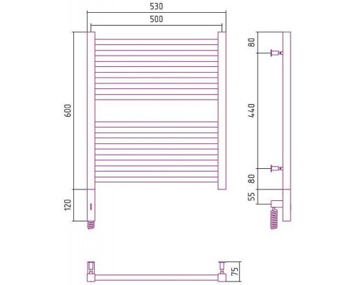 Сунержа Модус 3.0 Полотенцесушитель электрический 50x60h, лев., цвет: мат. шампань 022-5700-6050 Сунержа Модус 3.0 Полотенцесушитель электрический 50x60h, лев., цвет: мат. шампань 022-5700-6050