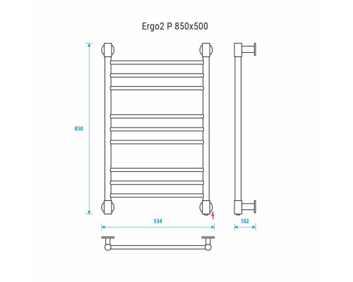 Электрический полотенцесушитель Energy Ergo2 P 850x500 RAL 9003 (белый матовый)