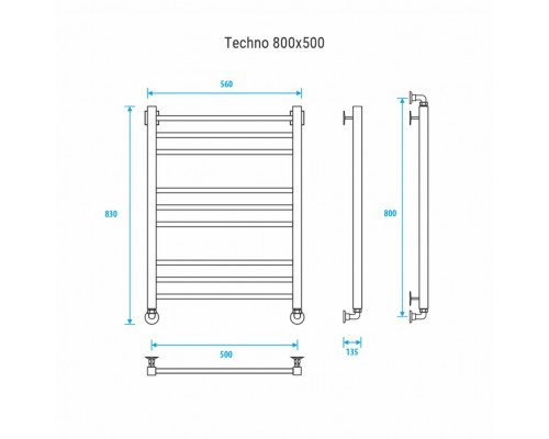 Водяной полотенцесушитель Energy Techno 800x500