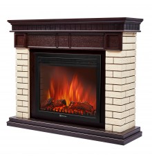 Каминокомплект: Очаг Electrolux EFP/P-2520LS N, портал Bricks 25 камень бежевый, шпон темный дуб
