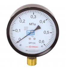 Манометр ЮМАС МП100 радиальный Дк100мм 0-1,0 МПа кл.1,5 G1/2"