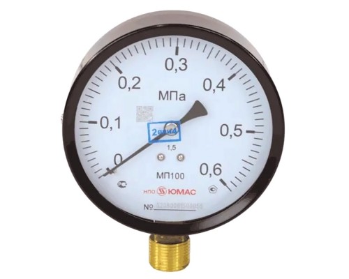 Манометр ЮМАС МП100 радиальный Дк100мм 0-1,0 МПа кл.1,5 G1/2"