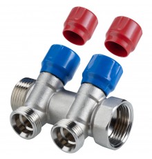 Коллектор с регулировочными вентилями 2 выхода 1" * 3/4" (VTc.560.NE) (Valtec)