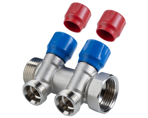 Коллектор с регулировочными вентилями 2 выхода 1" * 3/4" (VTc.560.NE) (Valtec)