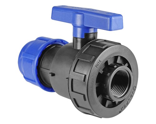 Шаровый кран ПНД компрессионный ВР 20*1/2" внутренняя резьба ( Valfex)