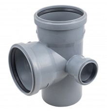 Крестовина двухплоскостная канализационная ПП 110*110* 50*87гр мм левая с раструбом серая (уп.25 шт)