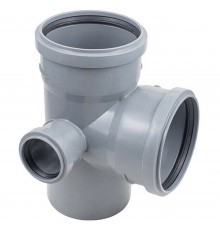 Крестовина двухплоскостная канализационная ПП 110*110* 50*87гр мм правая с раструбом серая (Политэк)