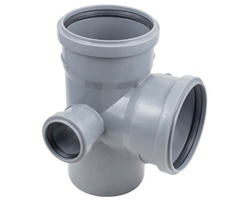 Крестовина двухплоскостная канализационная ПП 110*110* 50*87гр мм правая с раструбом серая (Политэк)