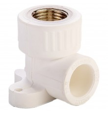 Угольник комбинированный ППР PPRC ВР 25х1/2" Lammin с креплением ВН резьба, белый (уп. 20 шт)