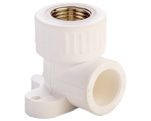 Угольник комбинированный ППР PPRC ВР 25х1/2" Lammin с креплением ВН резьба, белый (уп. 20 шт)