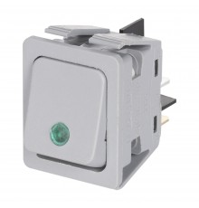 Выключатель клавишный C6053PLNAB зеленая линза, серый корпус