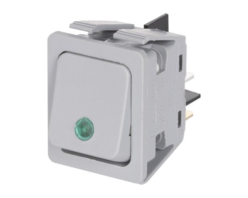 Выключатель клавишный C6053PLNAB зеленая линза, серый корпус