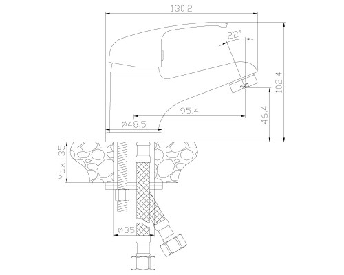 Смеситель Rossinka д/раковины Y35-11 одноручный, монолитный, хром