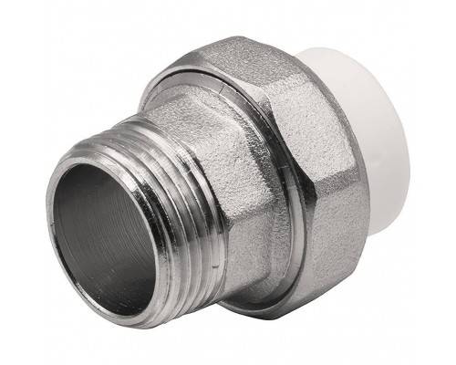 Муфта THERMOLIGHT комбинированная разъемная PP-R НР 20х3/4" белый (10/250) Муфта THERMOLIGHT комбинированная разъемная PP-R НР 20х3/4" белый (10/250)