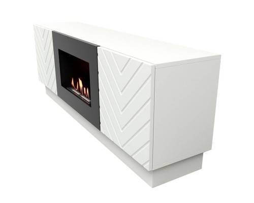Каминокомплект:Тумба с биокамином Firelight BFP/P-1400V белая+набор керамических дров ель