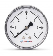 Манометр VARMEGA аксиальный 63 мм, 6 бар, 1/4", VMMT08-630602